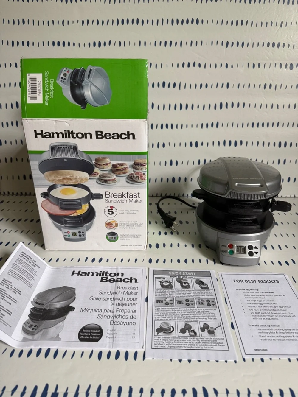 Hamilton Beach Breakfast Sandwich Maker - Silver Compact Cooker